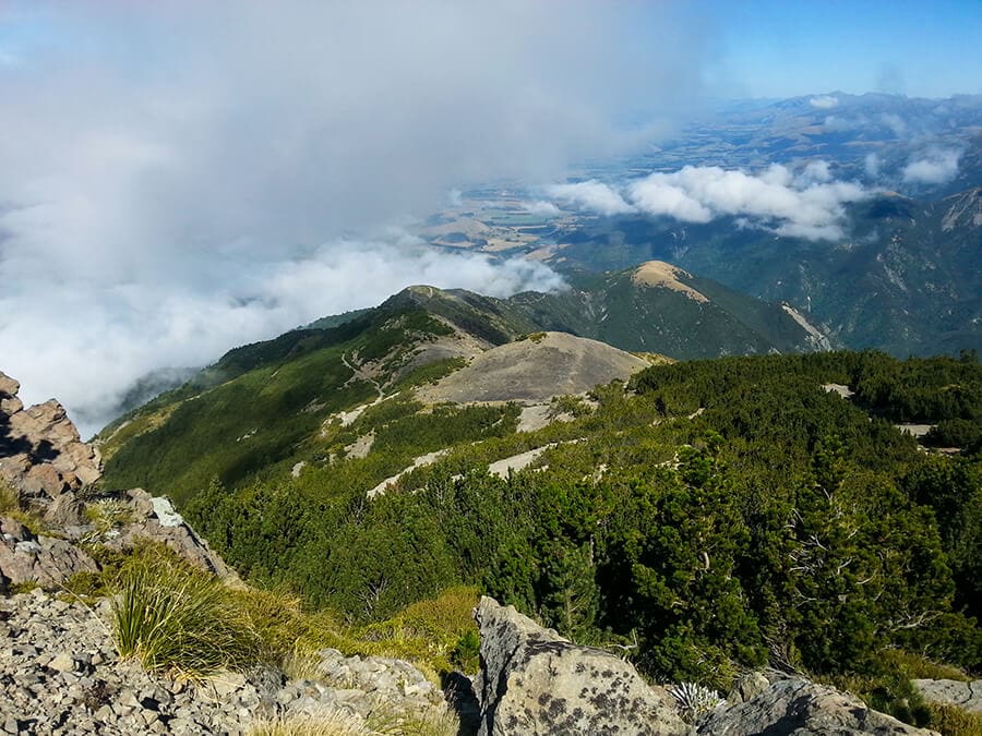 The view down towards our route, the winding 4x4 track.