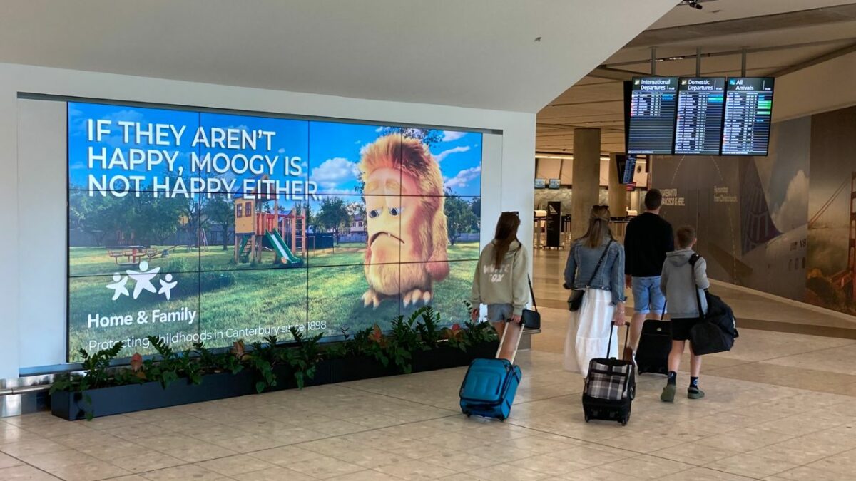 Moogy Billboard at Christchurch Airport