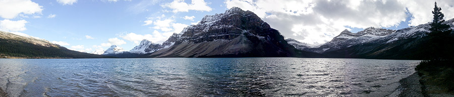 Our trip back to see the Bow Lake (panorama).