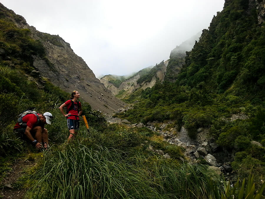 The trail starts to become bushlined, afterthe steep sided valleys from the summit of Gables End.