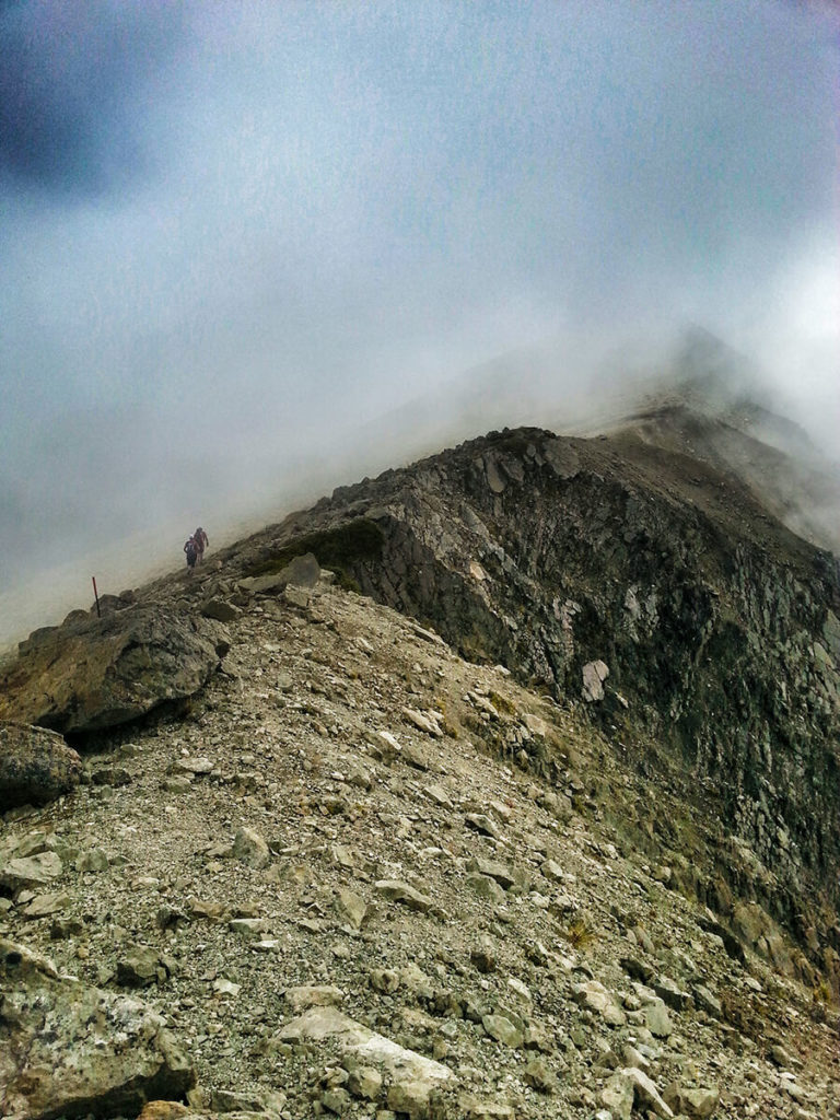 The team traversing the ridgeline to Gable.