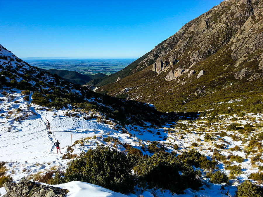 Above the Pinnacles Hut, looking towards the Canterbury Plains. 