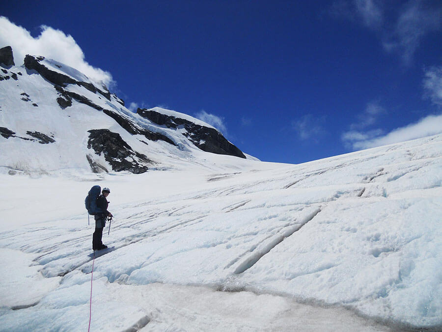 Patches of hard ice on the Garden of Allah Plateau next to the 'Tears of Allah' Butress.