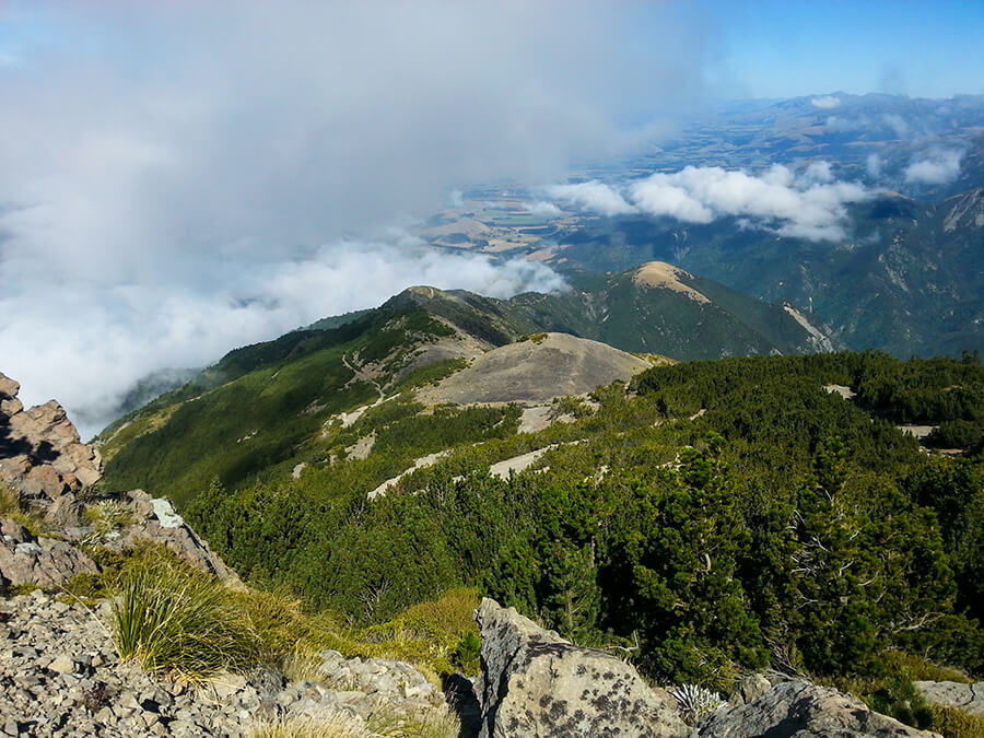 The view down towards our route, the winding 4x4 track.